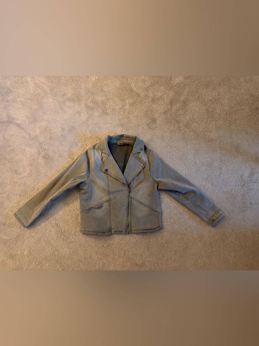 Women’s Gray Denim Moto-Style Jacket